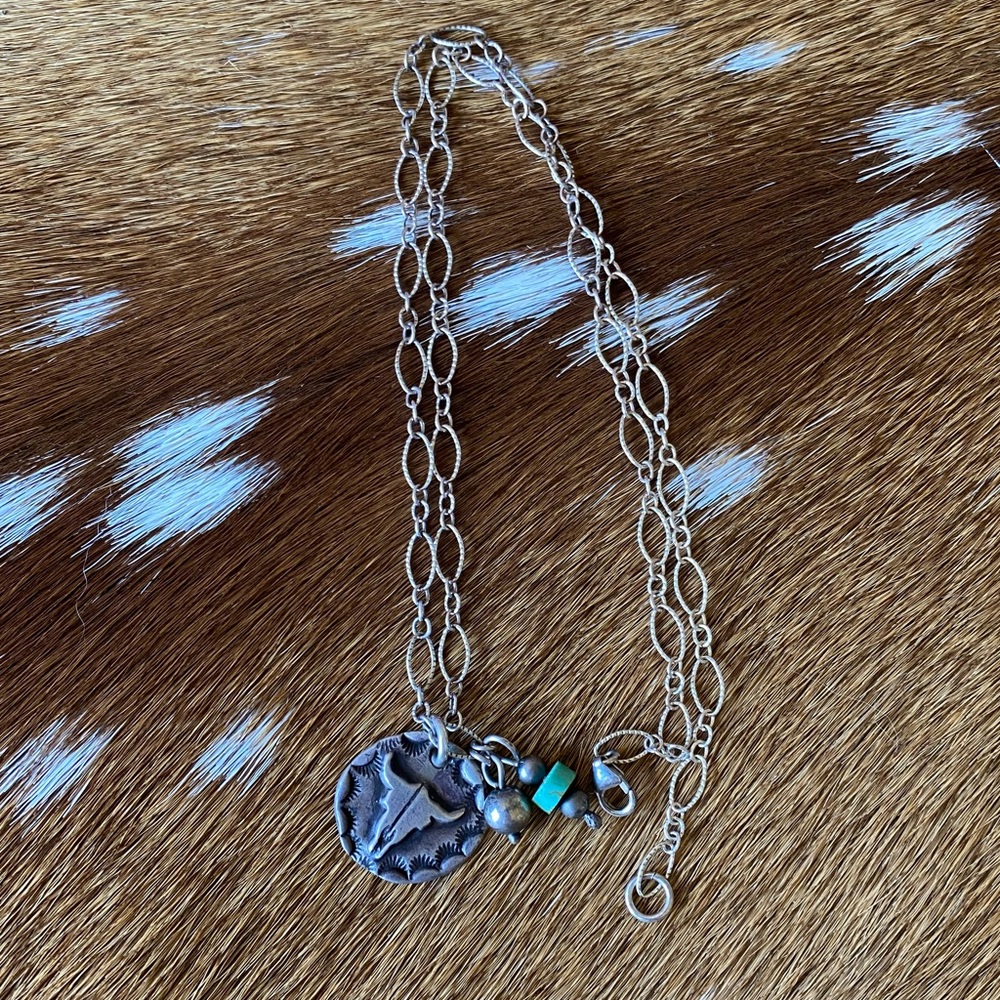 Spoiled Cowgirlz Sterling & Turquoise No Bull necklace